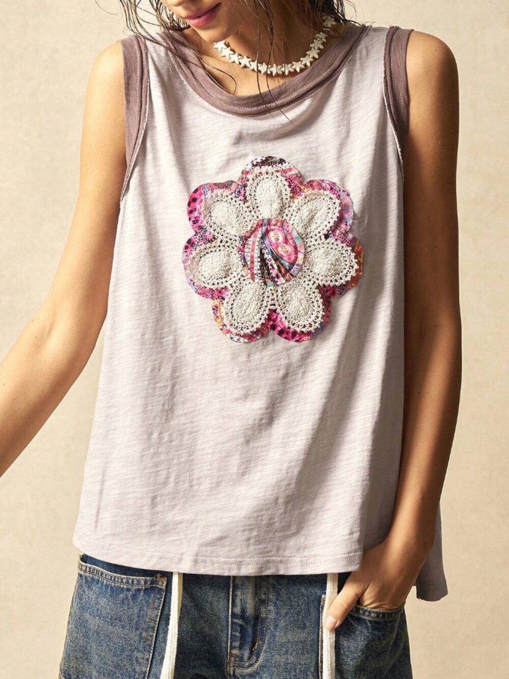 Multicolor Casual Women's Knitted Tank Top - Picture 5 of 7